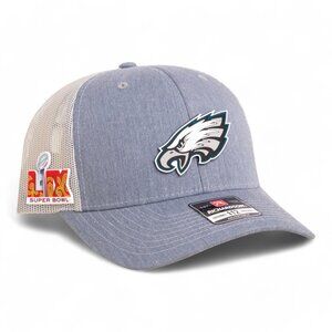 Philadelphia Eagles Super Bowl LIX 3D Snapback Trucker Hat- Heather Grey/ Light
